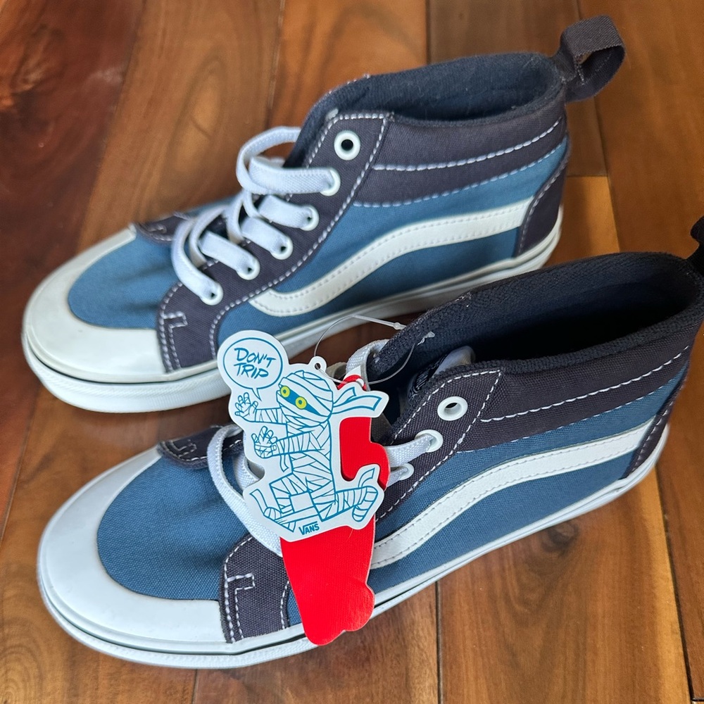 Vans Blue and White High-Top Sneakers